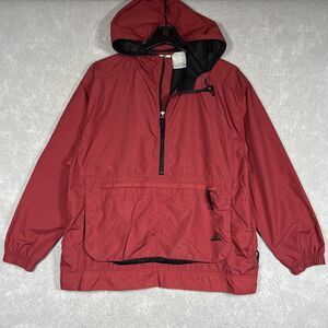 Nike ACG Woven Half-Zip Anorak Jacket Women Small Red Windbreaker Hiking Outdoor